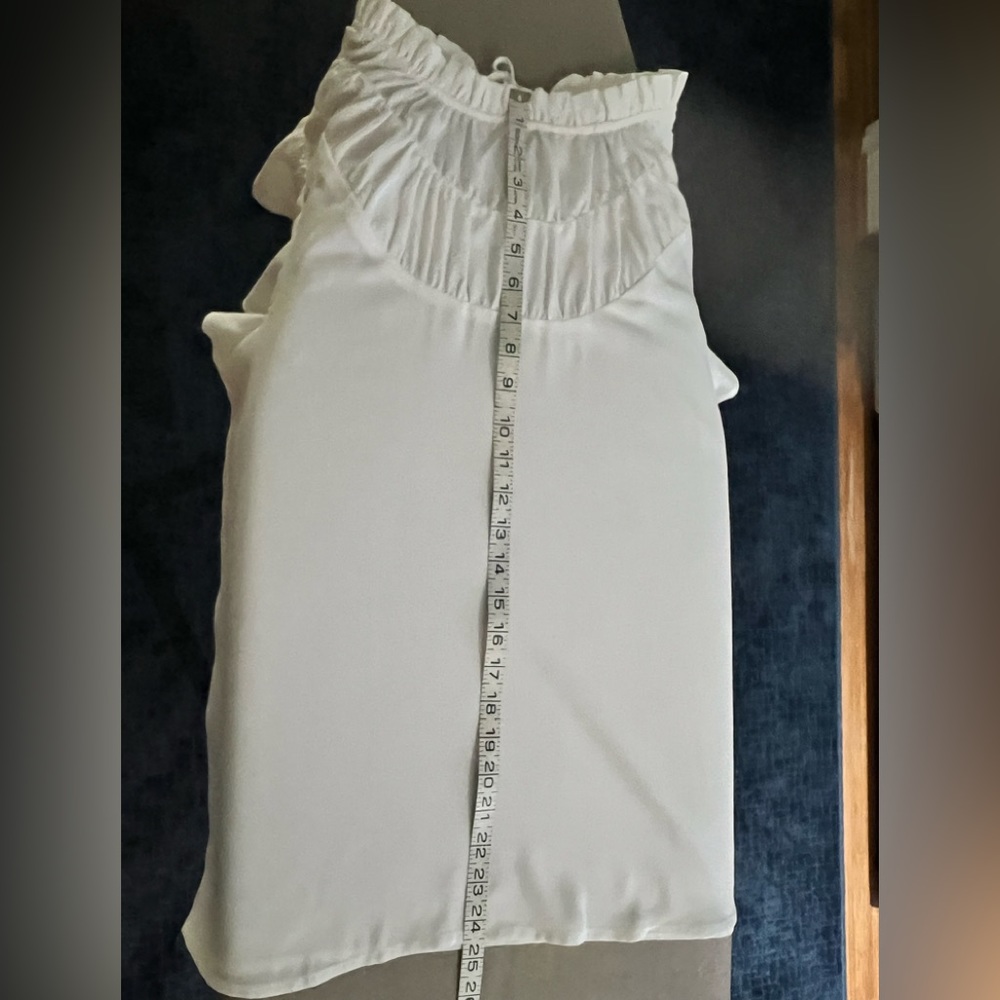 Halogen White Ruffled Short Sleeve Top - Picture 4 of 5